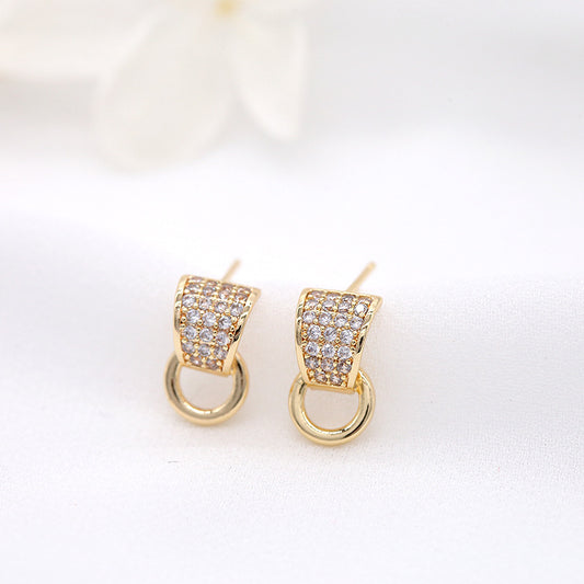 4 boucles d'oreilles à tige demi-cercle ornées de strass 14K GF