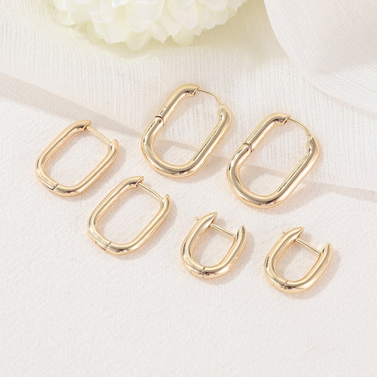 4 Rectangle Circle Hoop Earrings 14K GF Earing