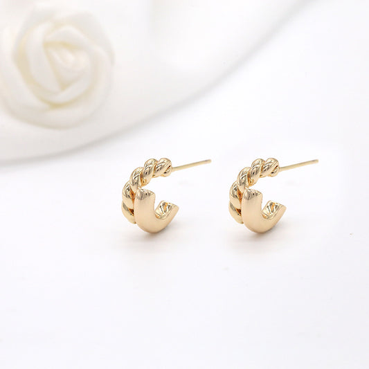 4 boucles d'oreilles à tige torsadées en demi-cercle 14K GF Earing