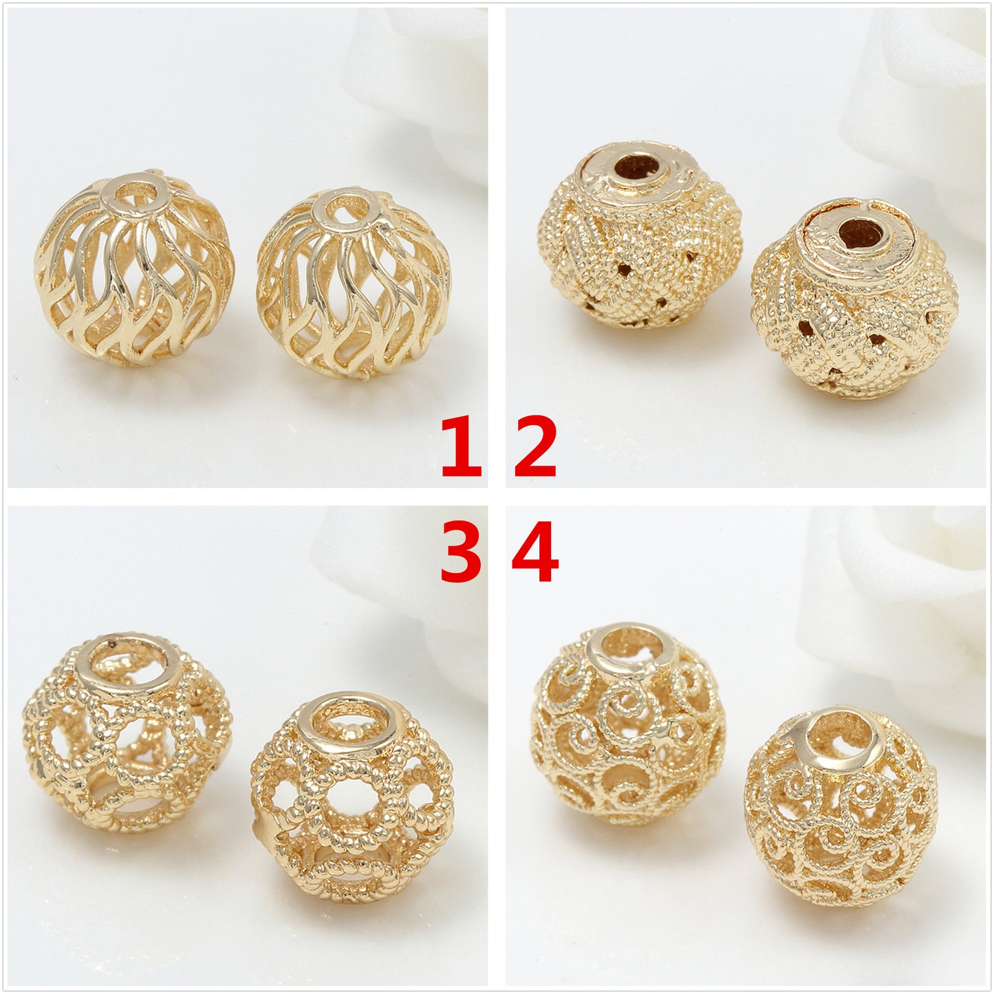 10 Tiny Hollow Round Bead Piece 14K GF Copper Charm Beadwork Spacer