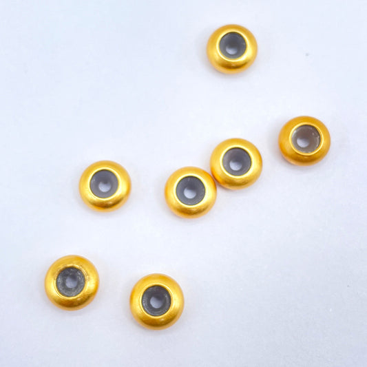 10 Flat Roundelle Positioning Bead Charm 14K GF Silicone Beadwork Spacer