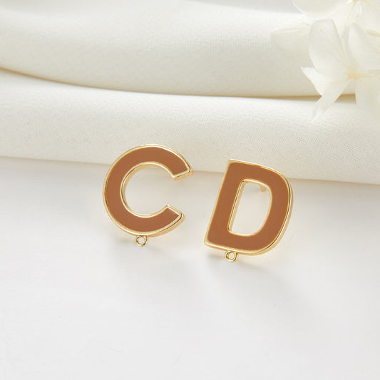 4 CD Letter Stud Earrings 14K GF Enamel Epoxy Earing