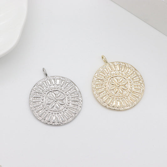 2 Sun Coin Charm Pendant 14K GF