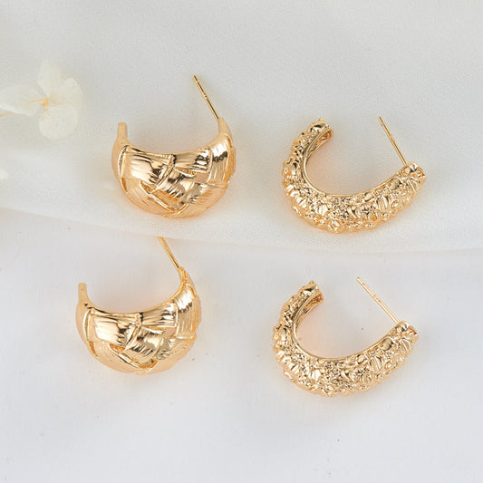 4 grosses boucles d'oreilles à tige demi-cercle 14K GF Earing