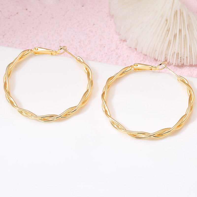 4 Twined Circle Chunky Hoop Earrings 14K GF Earing