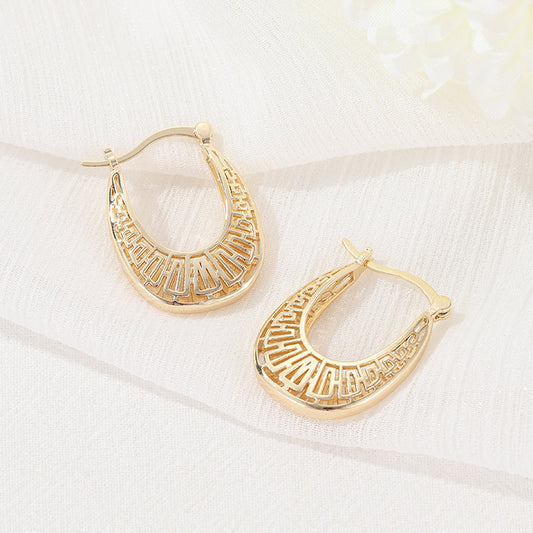 4 Chunky Hollow Circle Hoop Earring 14K GF Earing