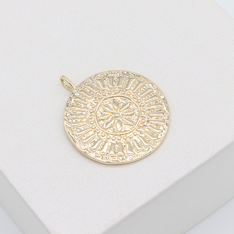 2 Sun Coin Charm Pendant 14K GF