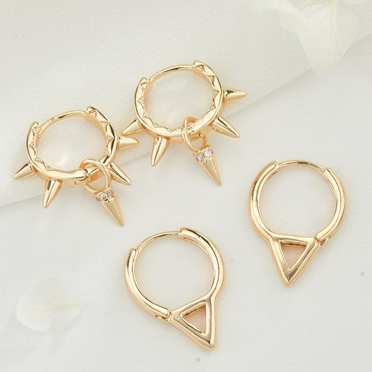 4 Triangle Circle Hoop Earrings 14K GF Earing