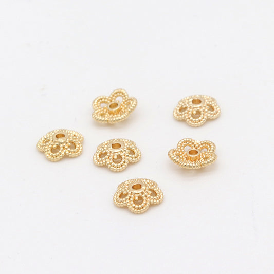 10 Hollow Floral Bead Cap Cup 14K GF Charm Beadwork Spacer