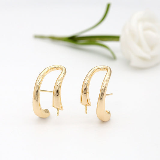 4 boucles d'oreilles à tige demi-cercle 14K GF perle semi-percée vierge