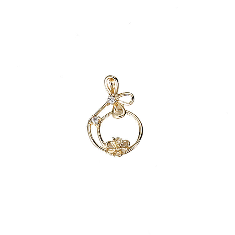 2 pendentif à breloque cercle floral strass embelli 14K GF perle à moitié percée perle vierge