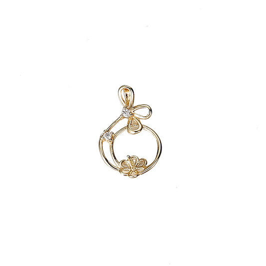 2 pendentif à breloque cercle floral strass embelli 14K GF perle à moitié percée perle vierge