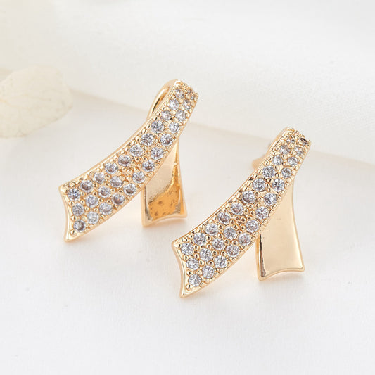 4 boucles d'oreilles à tige de ceinture, ornées de strass GF 14 carats