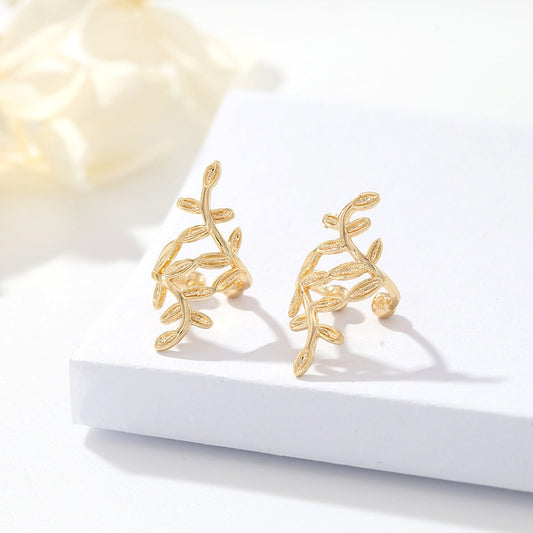 4 Leaf Ear Climber Cuff Earcuff 14K GF Circle Ear Wire NO Piercing Cartilage Clip 20x12mm