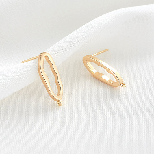 4 Oval Circle Stud Earrings with Loop 14K GF Earing