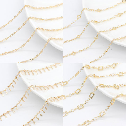 2 Meters Curved Flat Rectangle Link Cable Chain 14K GF