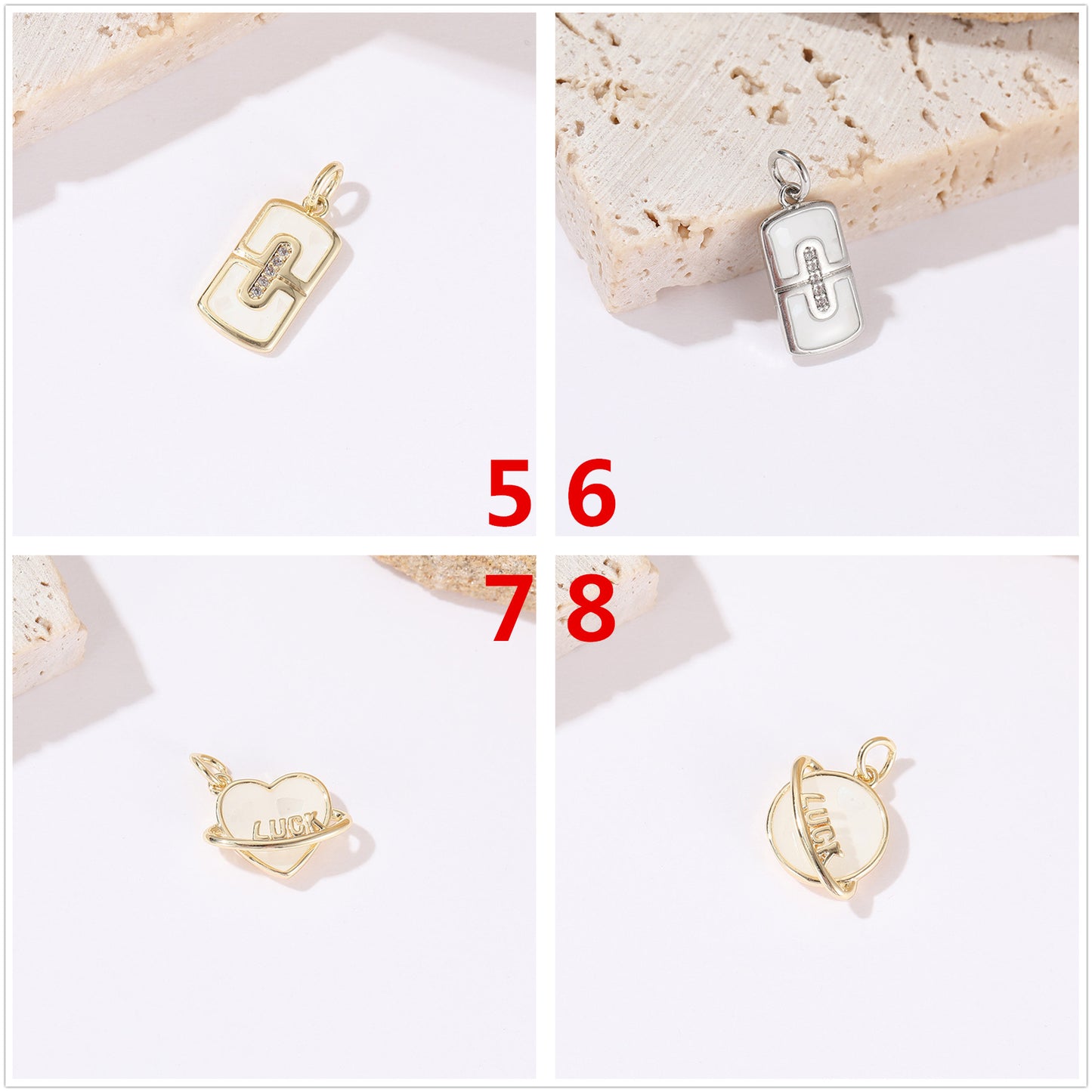 Pendentif à breloque 2 cœurs émail époxy 14K GF