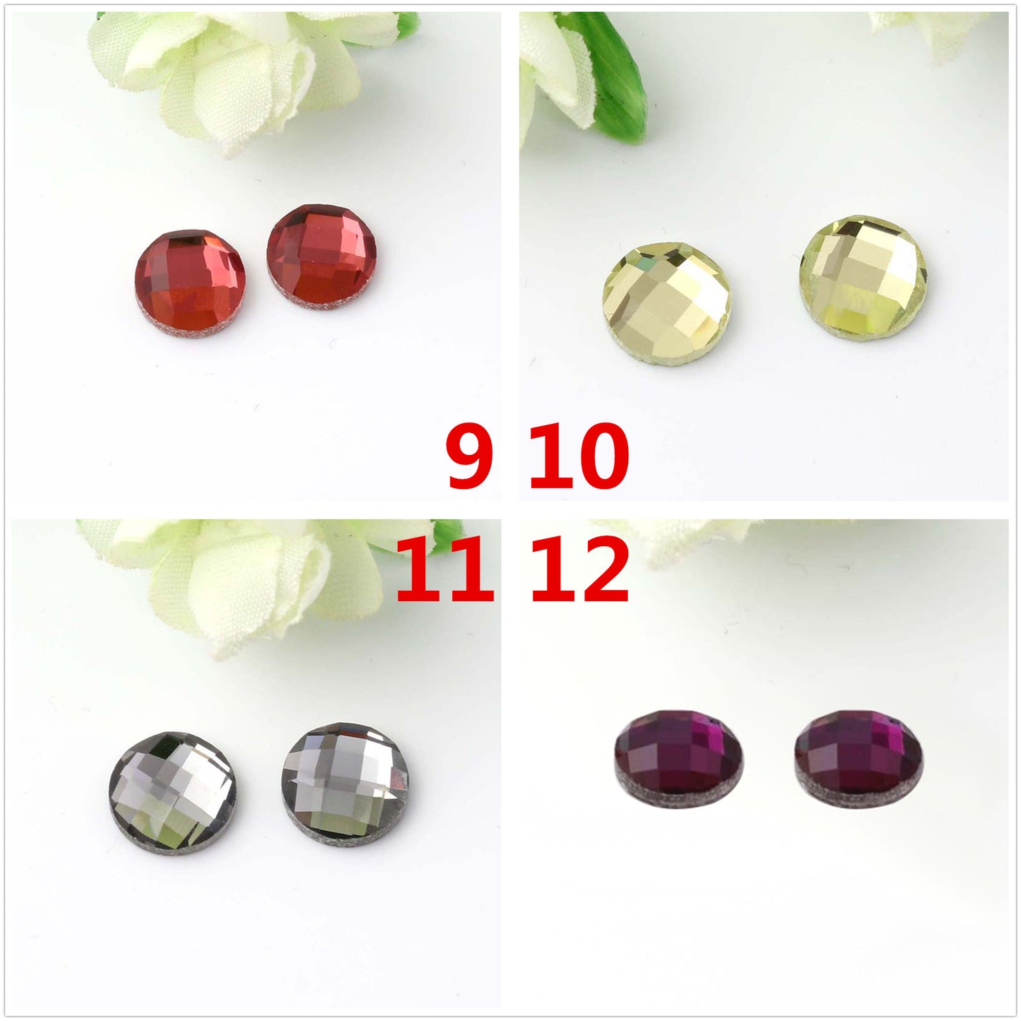 Vrac 100 Forme ronde Facettes Dos plat Verre Cabochon Strass Pierre précieuse Bijoux faits à la main Trouver 6mm 8mm 10mm 12mm 14mm 16mm 18mm 20mm