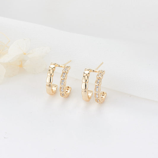 4 boucles d'oreilles à tige en forme de queue de libellule en demi-cercle ornées de strass 14K GF