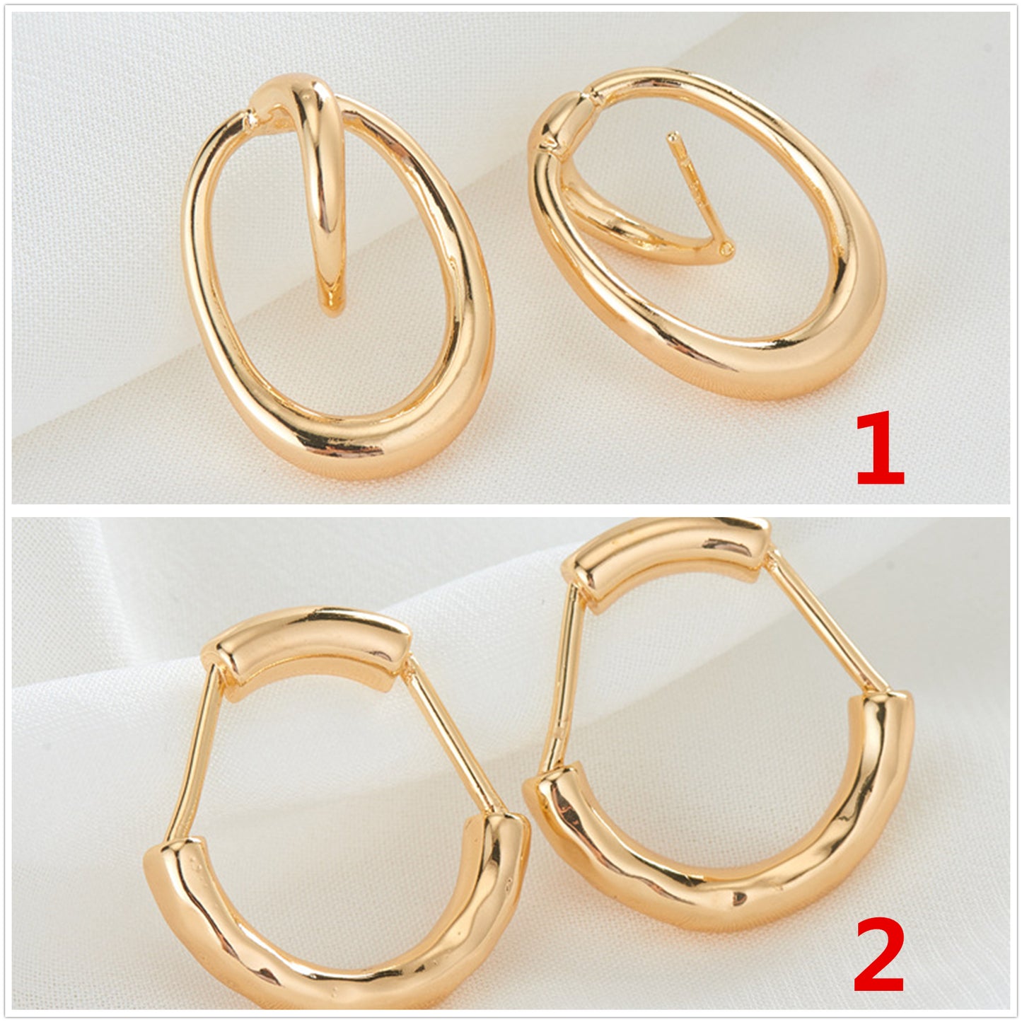 4 boucles d'oreilles à tige en cercle fondu 14K GF