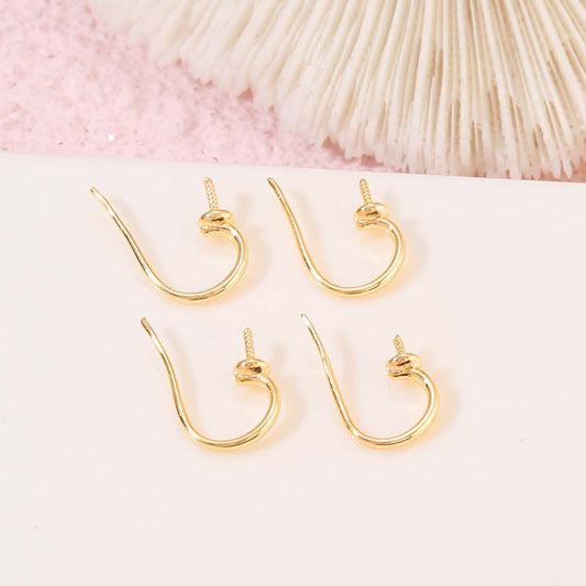 4 Plain Circle Hook Earrings 14K GF Earing Half Drilled Pearl Bead Blank