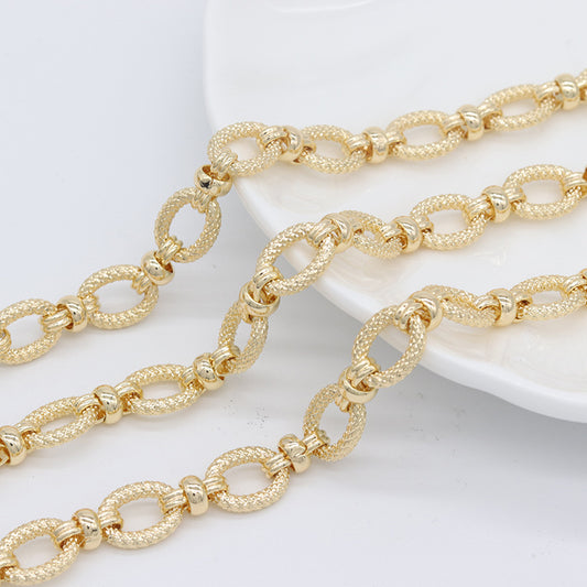 2 Meters Chunky Carving Oval Cable Chain 14K GF