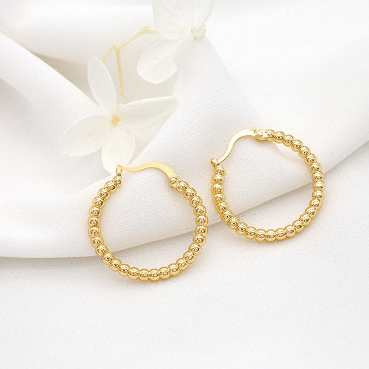 4 boucles d'oreilles créoles circulaires perlées 14K GF Earing