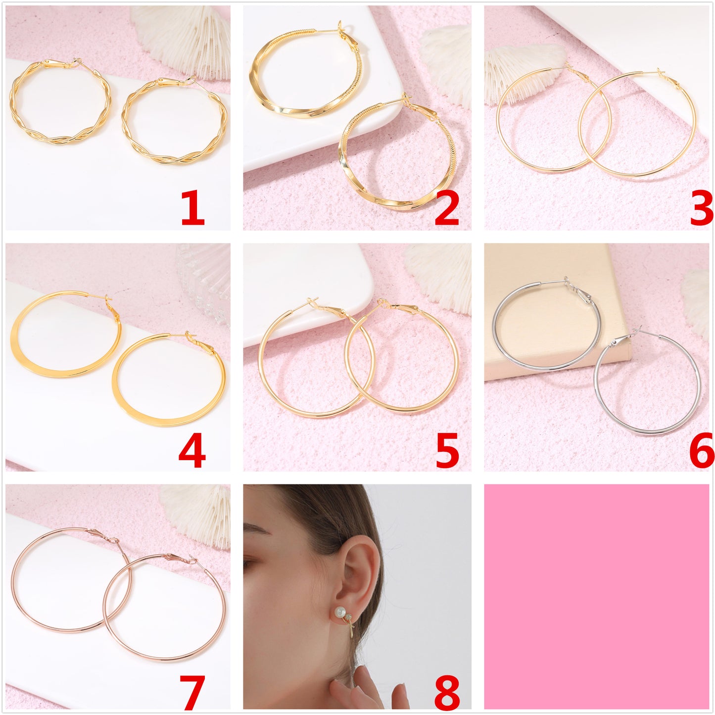 4 Twined Circle Chunky Hoop Earrings 14K GF Earing