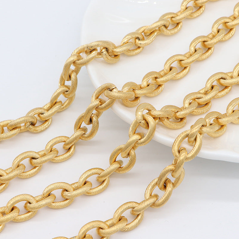 2 Meters Chunky Carving Rounded Oval Cable Chain 14K GF