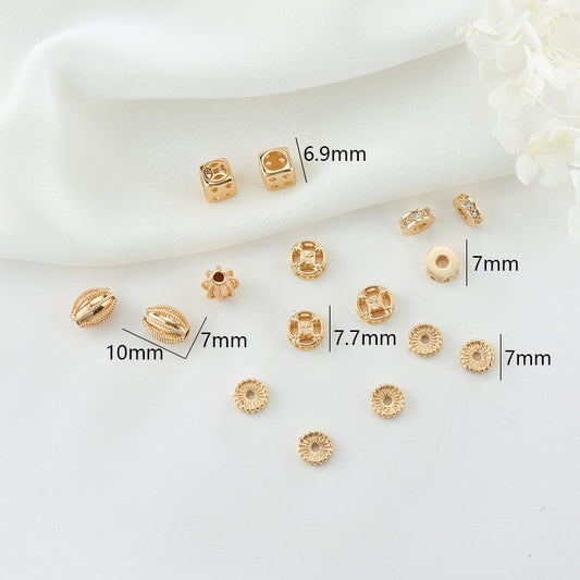 10 Olive Roundelle Bead Charm 14K GF Charm Beadwork Spacer