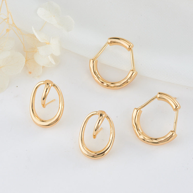 4 boucles d'oreilles à tige en cercle fondu 14K GF