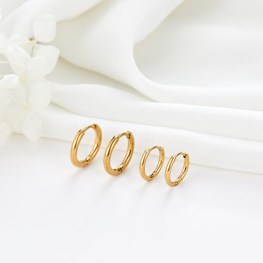 4 Plain Round Circle Hoop Earring 14K GF Earing