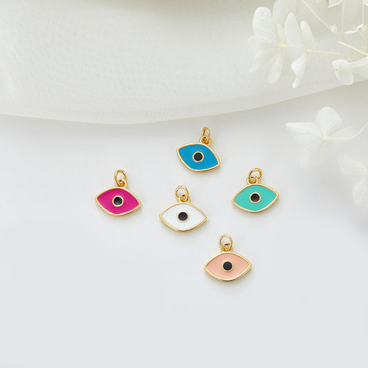 2 Eye Charm Pendant Enamel Epoxy 14K GF