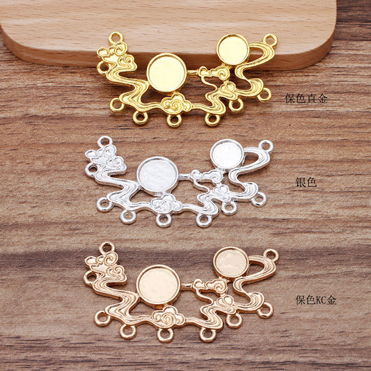 20 Multi Looped Cloud Charm Pendant 18KGP 8mm 10mm Round Cabochon Blank Base Gemstone Piece Setting