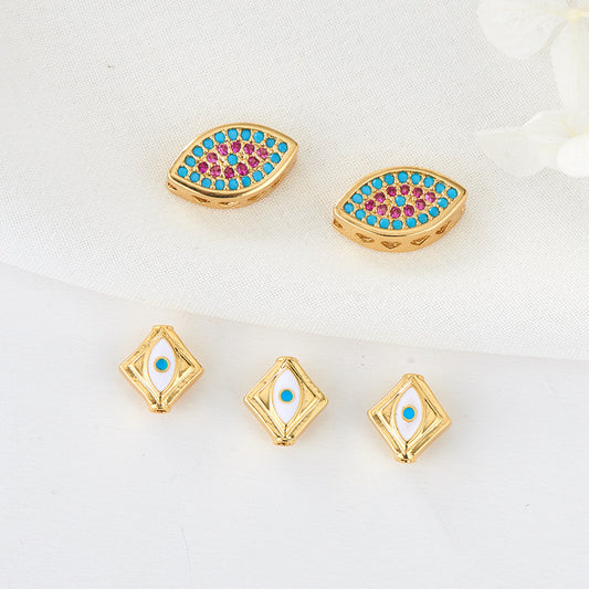 2 Multi Hole Eye Bead Enamel Epoxy Square Eye Bead 14K GF Charm Beadwork Spacer