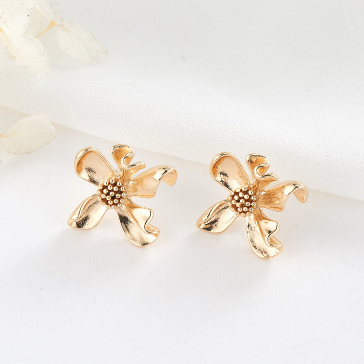 4 boucles d'oreilles à tige florale 14K GF Earing