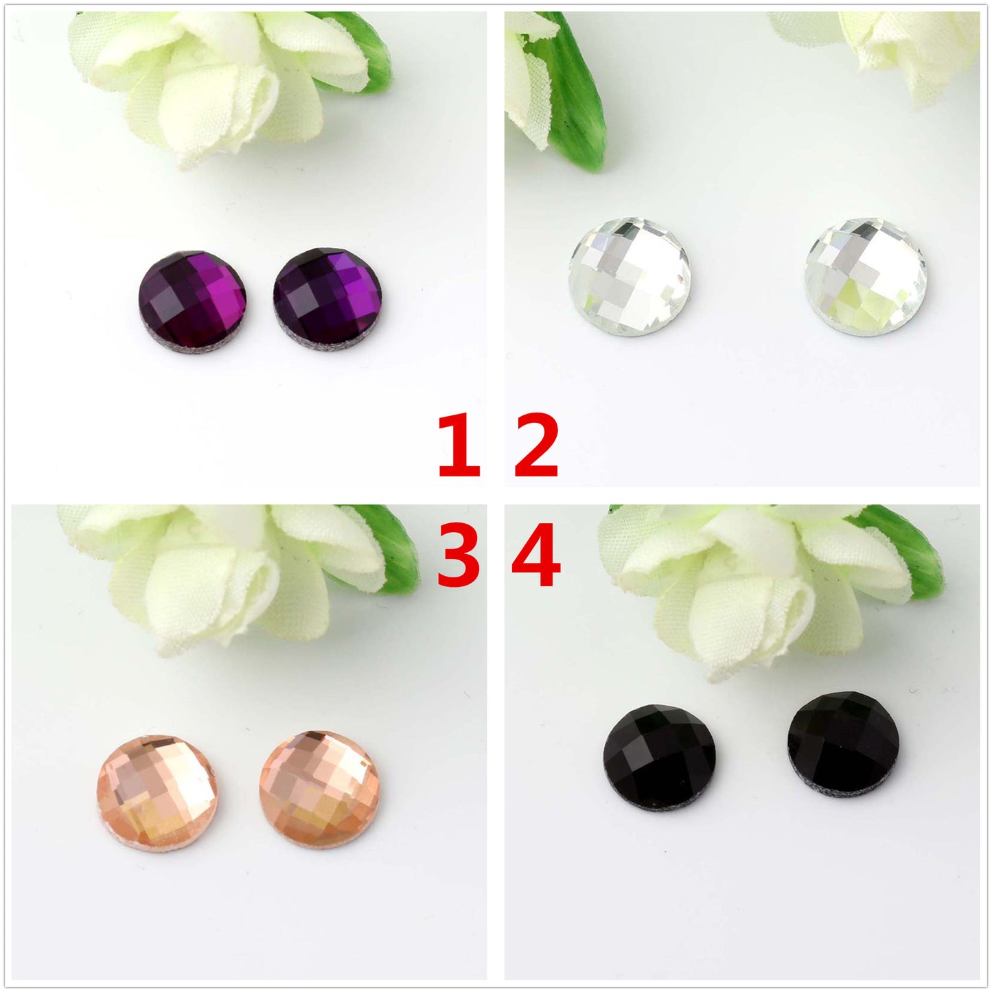 Vrac 100 Forme ronde Facettes Dos plat Verre Cabochon Strass Pierre précieuse Bijoux faits à la main Trouver 6mm 8mm 10mm 12mm 14mm 16mm 18mm 20mm