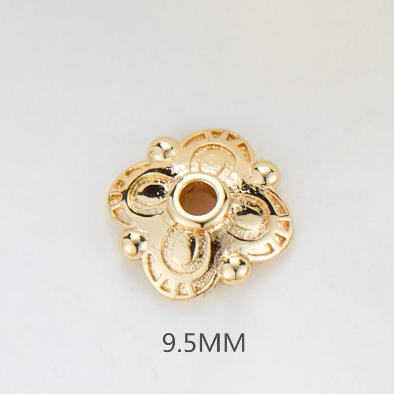 10 Floral Bead Cap Cup Rhinestone Embellished 14K GF Charm Beadwork Spacer