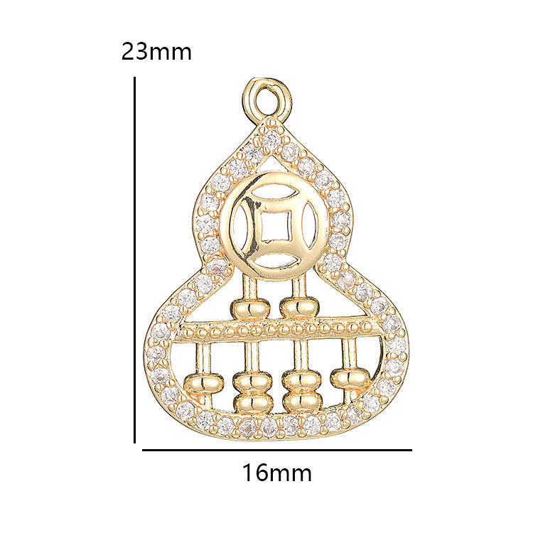 2 pendentif à breloque gourde en forme de pièce creuse orné de strass 14K GF