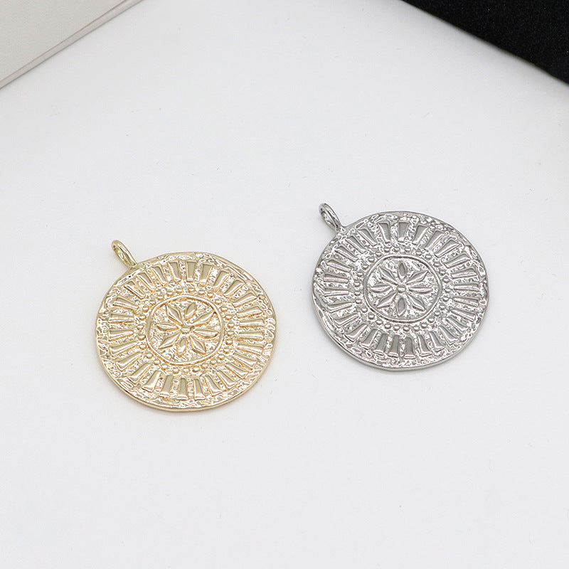 2 Sun Coin Charm Pendant 14K GF