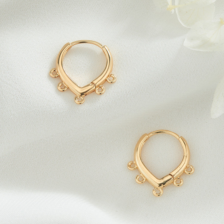 4 Multi Looped Plain Circle Hoop Earring with Loop 14K GF Earing