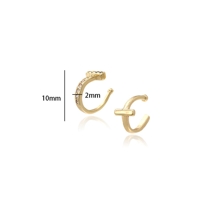 Boucle d'oreille 4 T, manchettes d'oreille, grimpeur, sans perçage, strass embelli, boucle d'oreille 14K GF