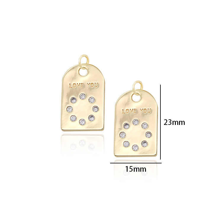 2 pendentifs à breloque rectangulaires ornés de strass 14K GF