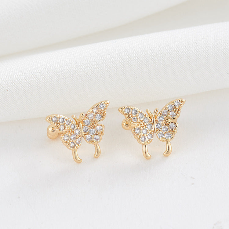 4 Butterfly Earcuff Ear Cuffs Climber No Piercing Earring Rhinestone Embellished 14K GF Earing