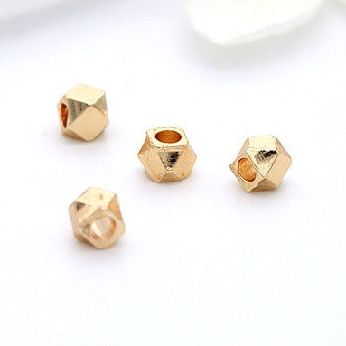 10 Tiny Glossy Faceted Bead 14K GF Copper Charm Bead Spacer 2mm 2.5mm 3mm 4mm