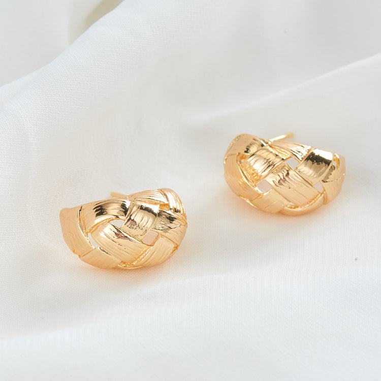 4 Chunky Half Circle Stud Earrings 14K GF Earing