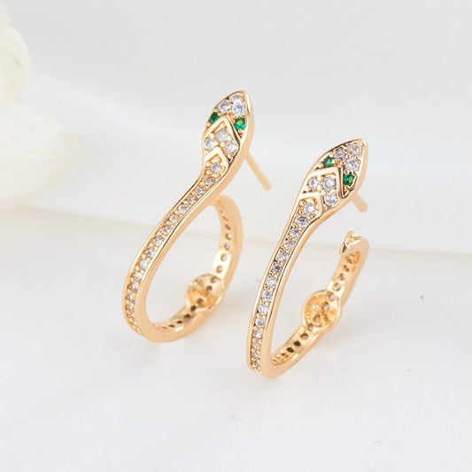 4 boucles d'oreilles serpent cercle ornées de strass 14K GF boucle d'oreille demi-percée perle vierge