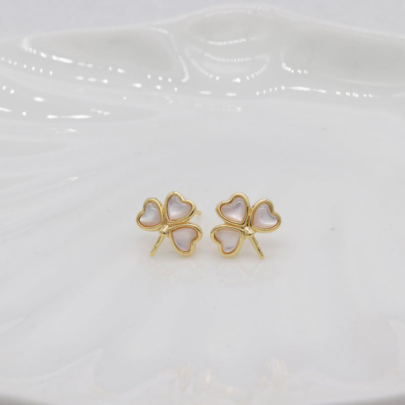 4 Clover Stud Earrings 14K GF Earing Resin Embellished