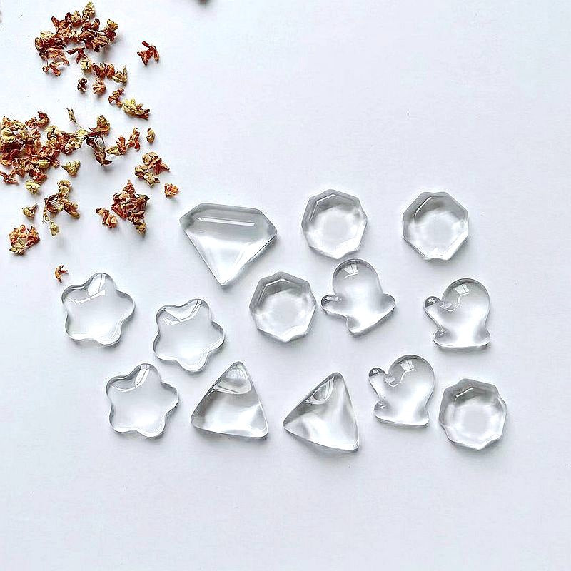 En vrac 100 diamants prune gant octogonal triangle botte ours papillon pentagone dôme transparent cabochon en verre transparent dos plat grossir les inserts