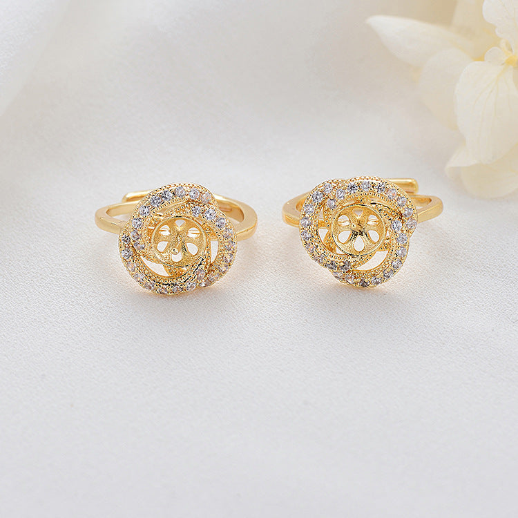 Boucles d'oreilles à 4 cercles, pendentif à breloque, bague de déclaration, ornée de strass, 14K GF, boucle d'oreille à moitié percée, perle vierge